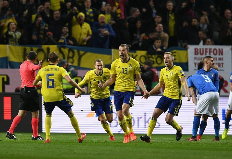 Швеция минимально обыграла Италию в первом матче плей-офф за выход на ЧМ-2018