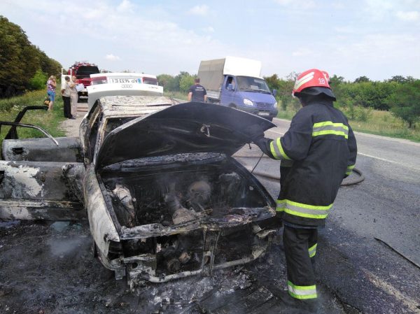 На Запорожской трассе сгорела иномарка – ГСЧС (Фото)