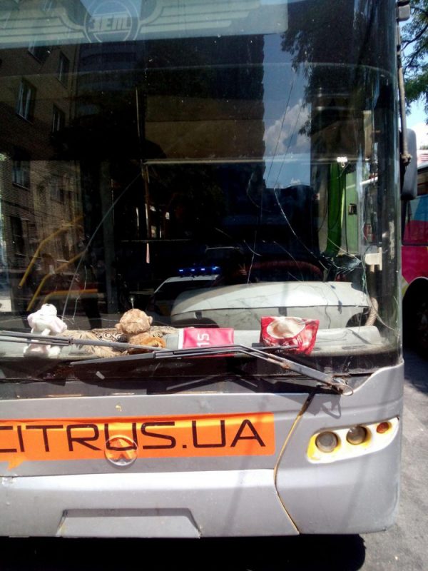Фотофакт: в Запорожье мужчина кулаком разбил окно в троллейбусе