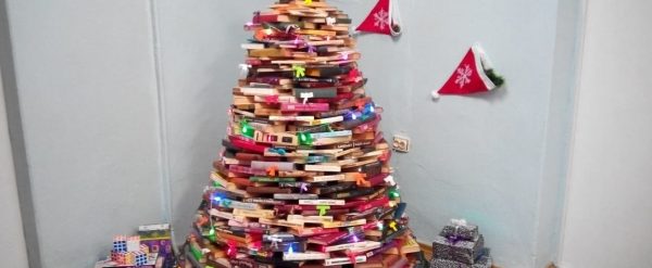 Фотофакт: в Запорожской области создали елку из книг