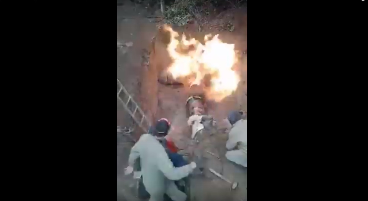 Сначала резали трубу, потом тушили пожар: на видео зафиксировали “непростую работу” запорожских газовщиков