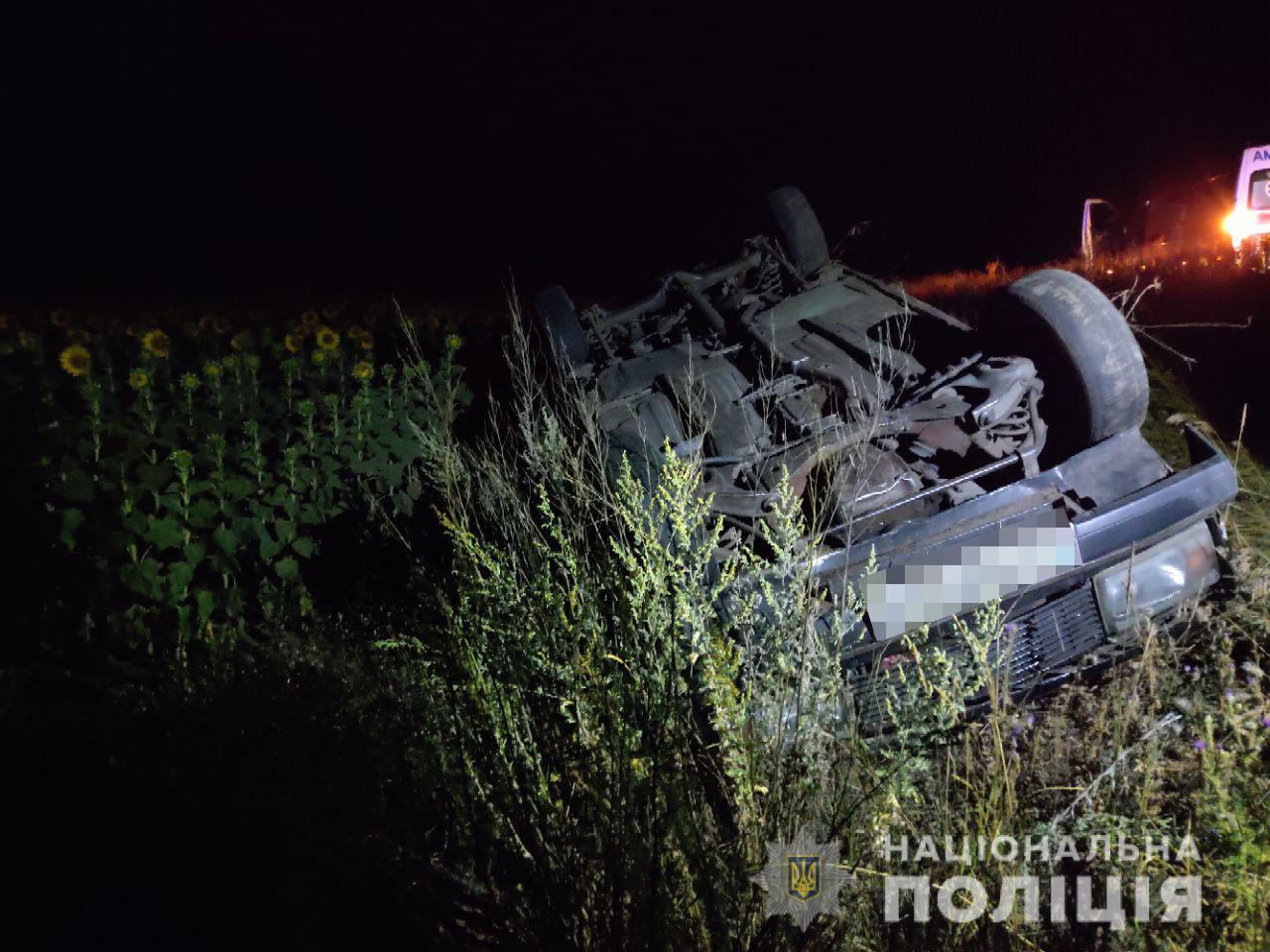 В Запорожской области автомобиль съехал в кювет и перевернулся: водитель погиб