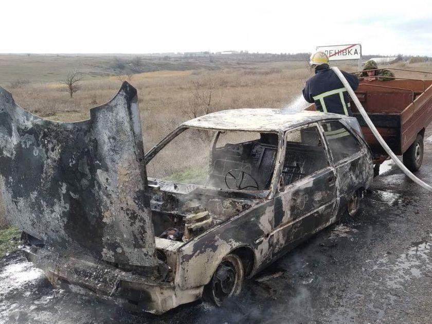 На запорожской трассе во время движения загорелся автомобиль (ФОТО)