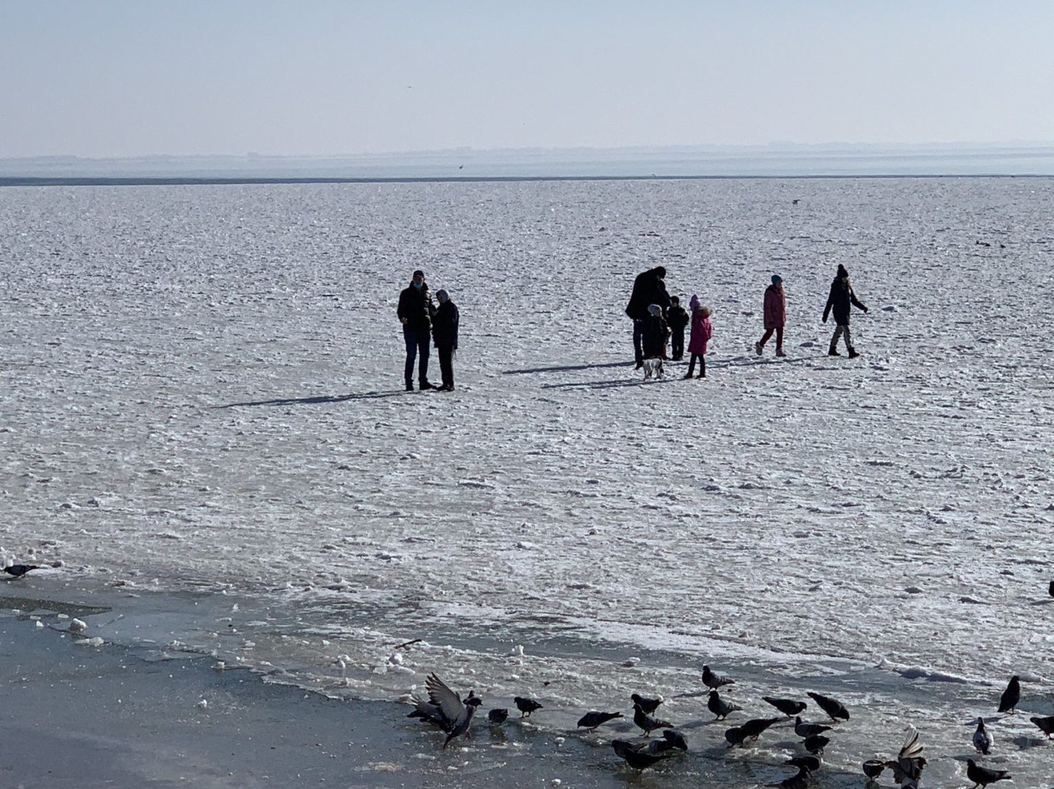 В Запорожской области взрослые и дети, рискуя жизнью, продолжают выходить на ледяную поверхность моря (ФОТО)
