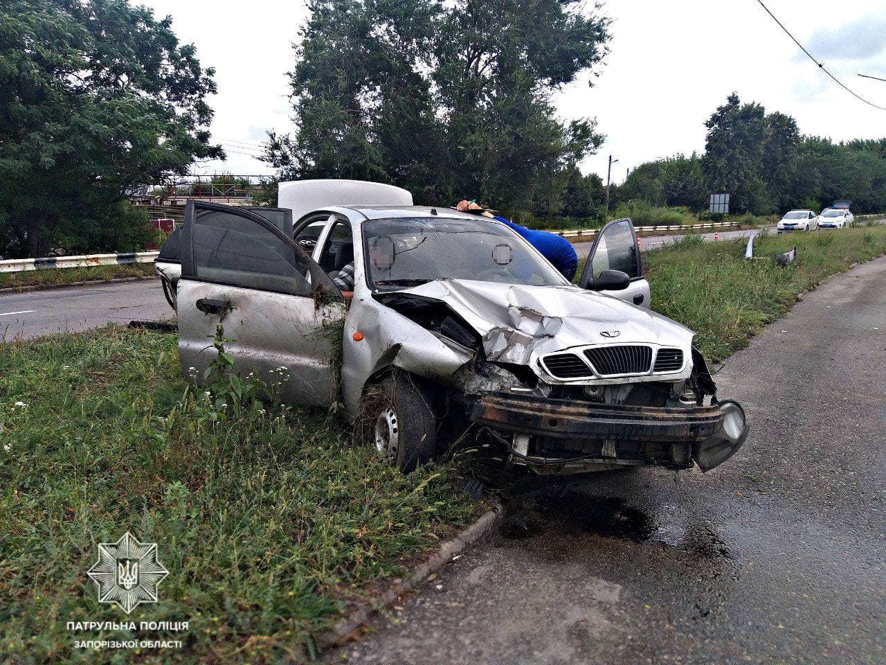 В Запорожье автомобиль наехал на электроопору и перевернулся: водитель был “под кайфом” (ФОТО)