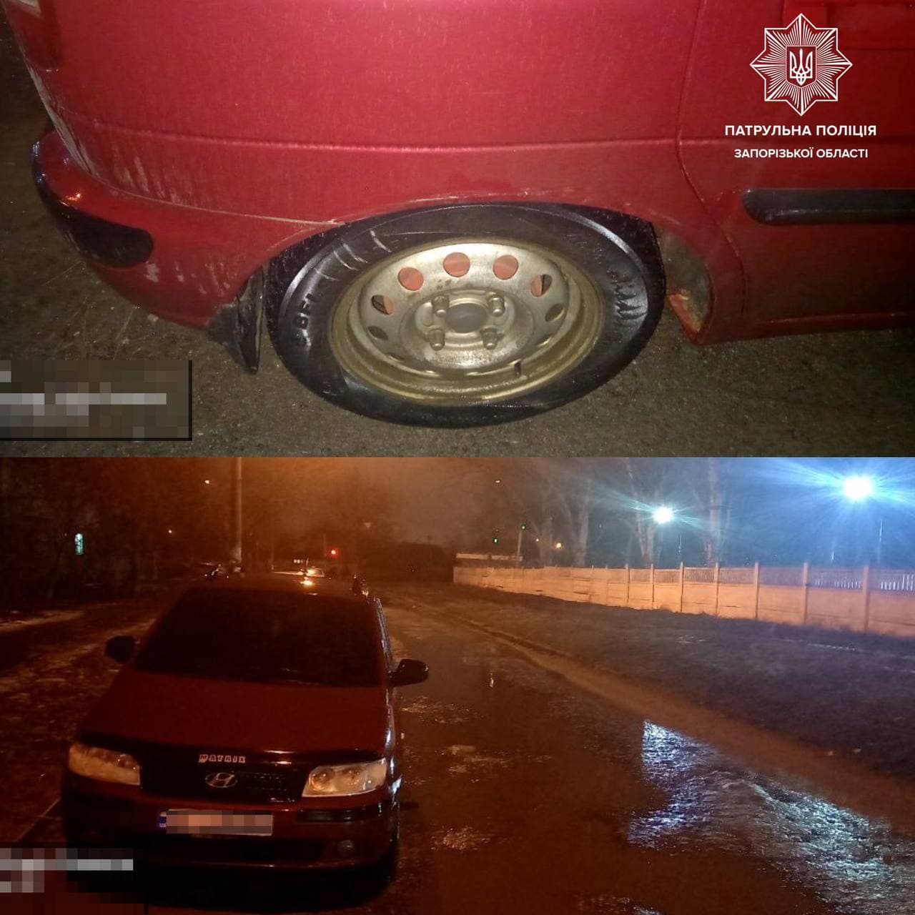 В Запорожье водитель на Hyundai врезался в припаркованное авто, и скрылся с места ДТП (ФОТО)