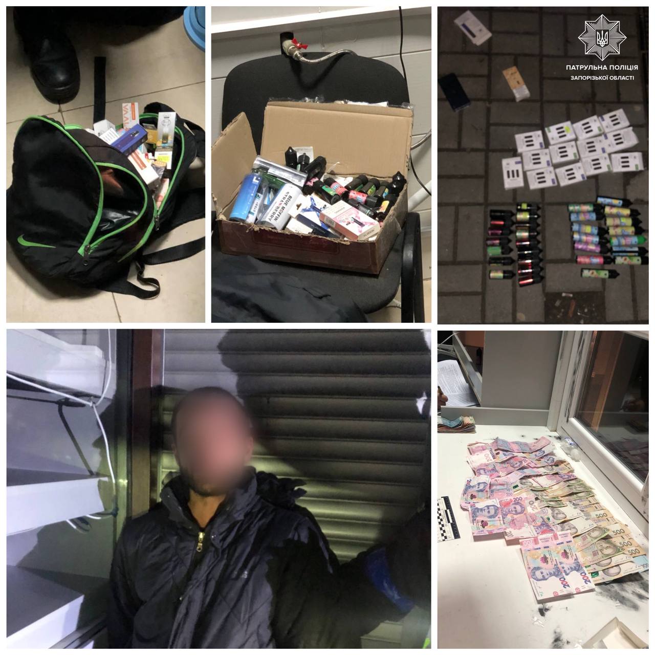 У Запоріжжі чоловік проник в кіоск та намагався вкрасти гроші та пристрої для паління